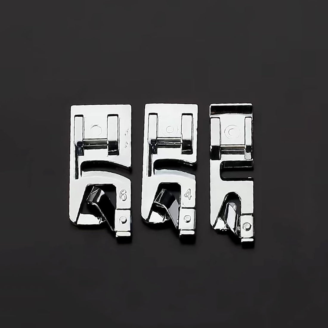 3 Pieces Narrow Rolled Hem Presser Foot Set (3mm, 4mm, 6mm)