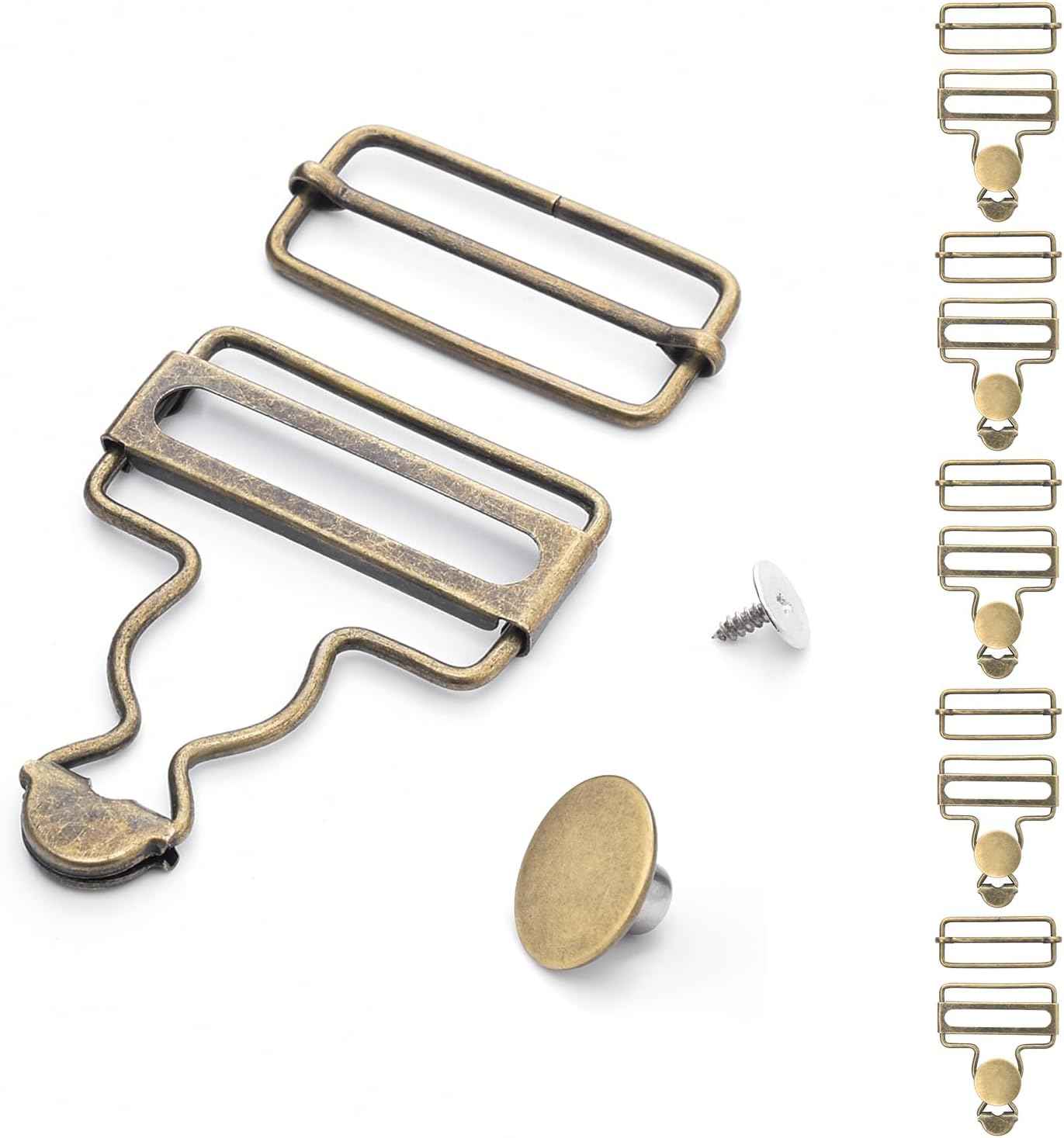 12 Sets Metal Overalls Buckles Buttons for Jeans Suspender