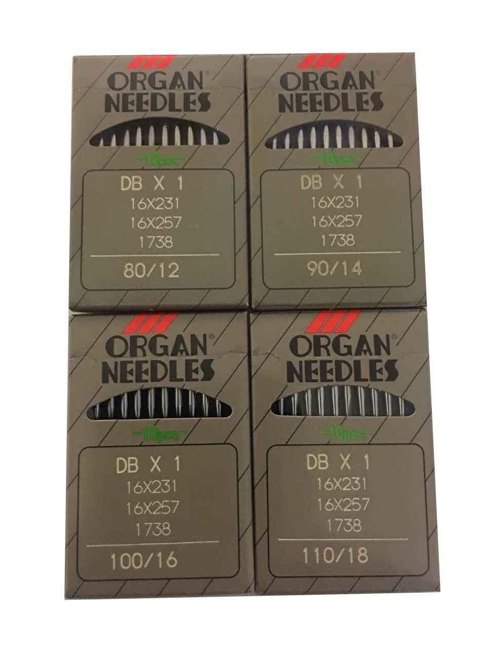 40PCS Organ DBx1 Industrial Needle 16x257 (Sizes 12,14,16,18)