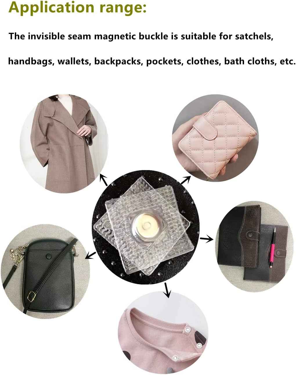 30 Pairs Hidden Sew PVC Magnetic Snap Buttons Fastener