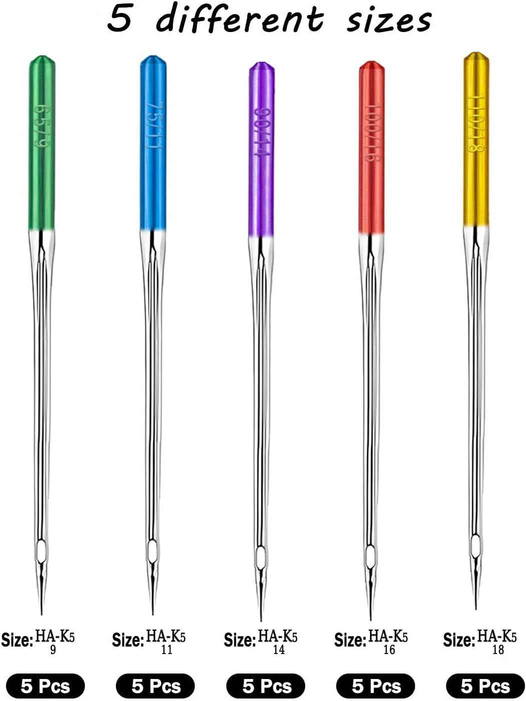 25PCS Sewing Machine Needles for Singer Brother Janome Pfaff