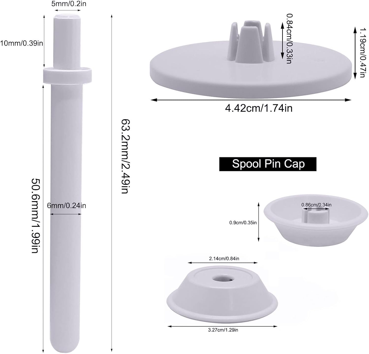 3Pcs Spool Pin Cap Set for Janome,Elna Viking,White Sewing Machine