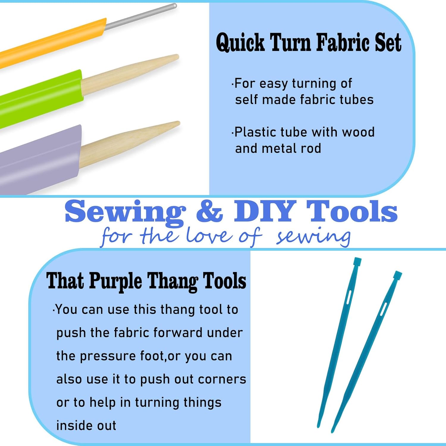 8pcs Quick Turn Fabric &amp; That Purple Thang Sewing Tools Set