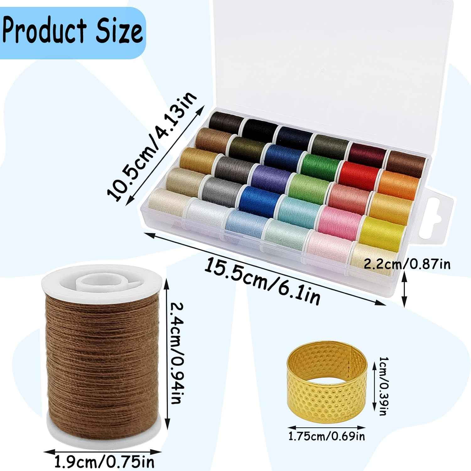 Polyester Sewing Thread Set - 30 Assorted Colors, 50 Yards