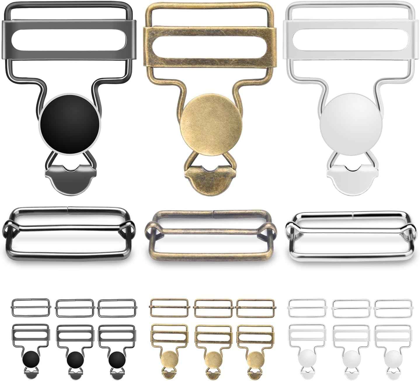 12 Sets Metal Overalls Buckles Buttons for Jeans Suspender