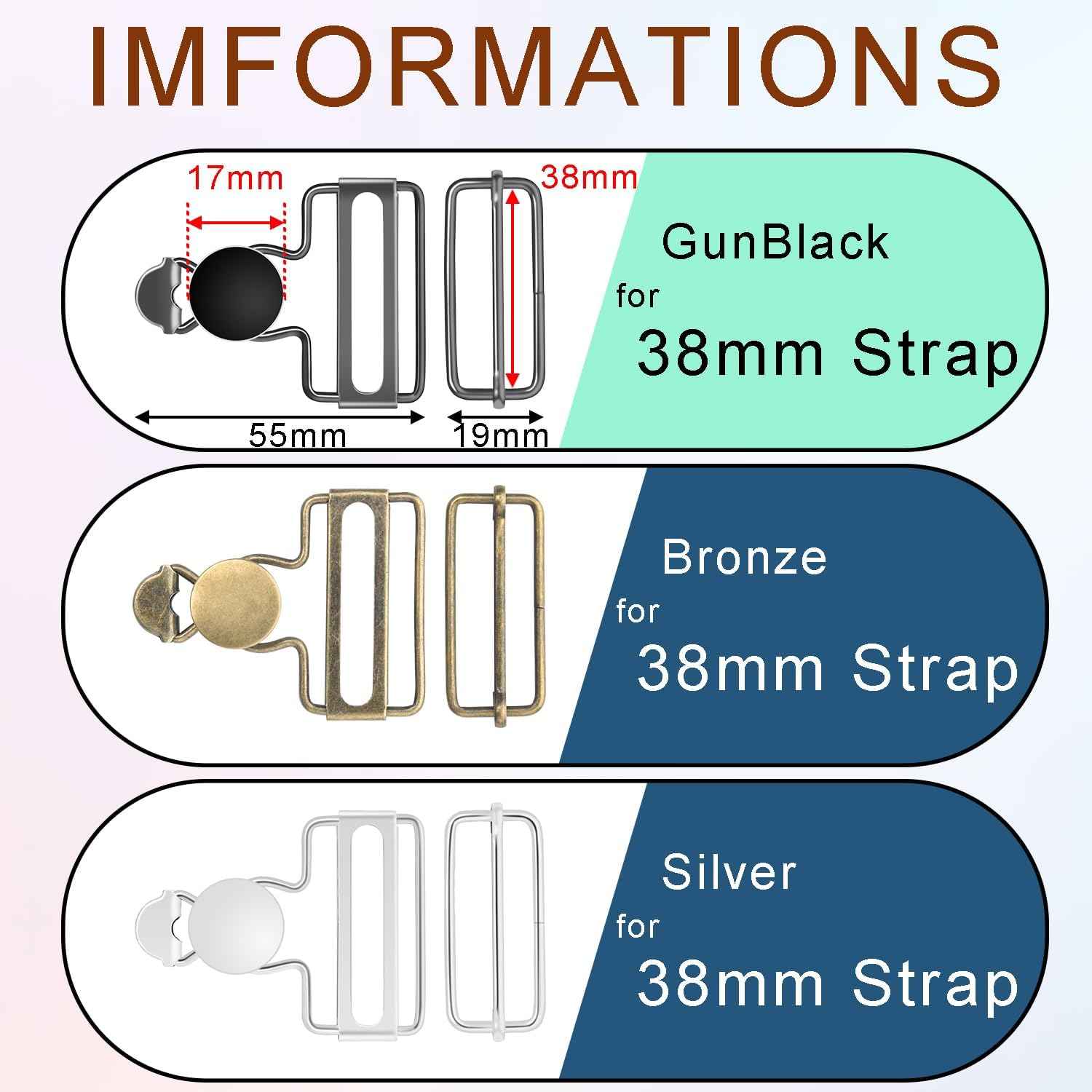 12 Sets Metal Overalls Buckles Buttons for Jeans Suspender