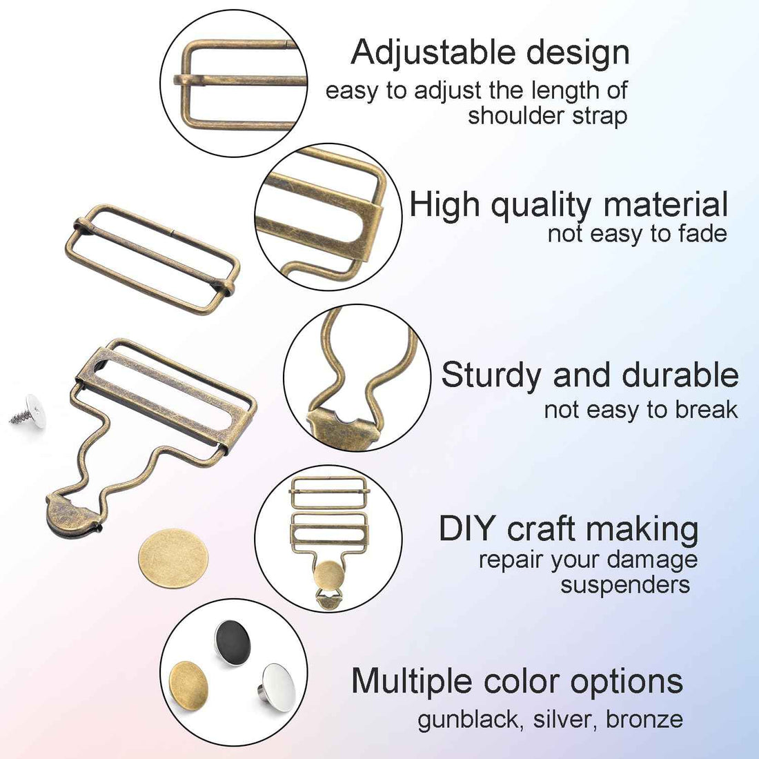 12 Sets Metal Overalls Buckles Buttons for Jeans Suspender