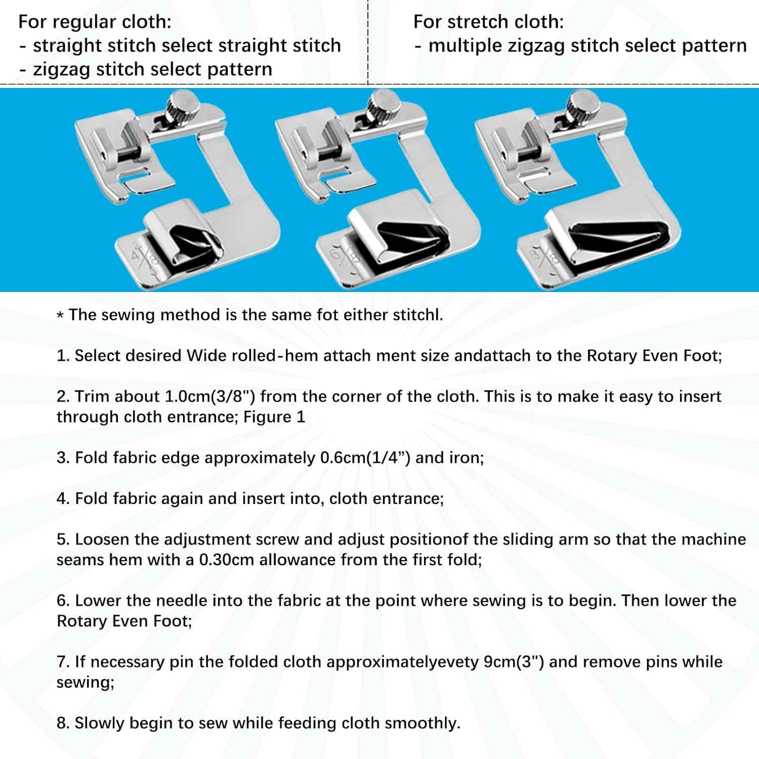 8pcs Sewing Machine Presser Foot Set for Brother Singer Janome