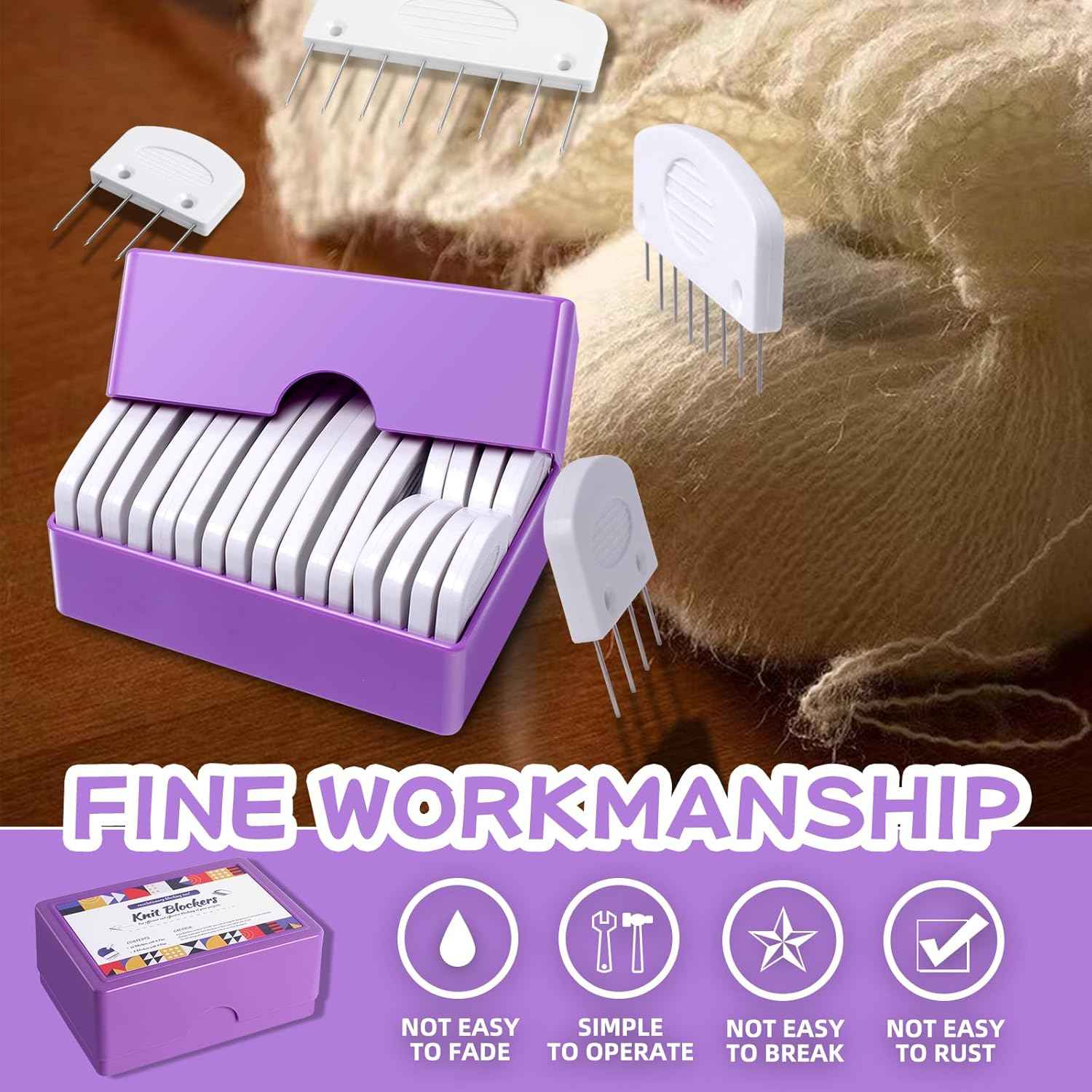 20Pcs Knit Blocking Pins Blockers Combs Kits