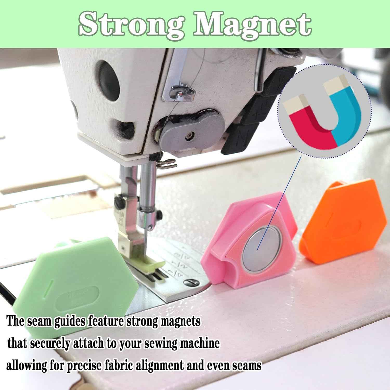 3PCS Magnetic Seam Guide with Scale for Sewing Machine