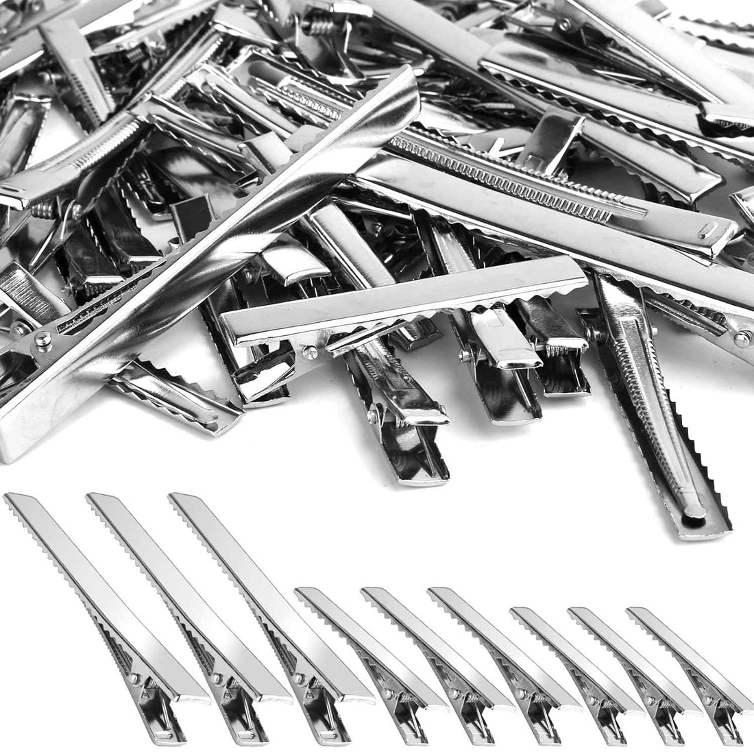 70 Pcs Alligator Hair Clips,3 Sizes Oversized Metal Silver Hair Bow Clips