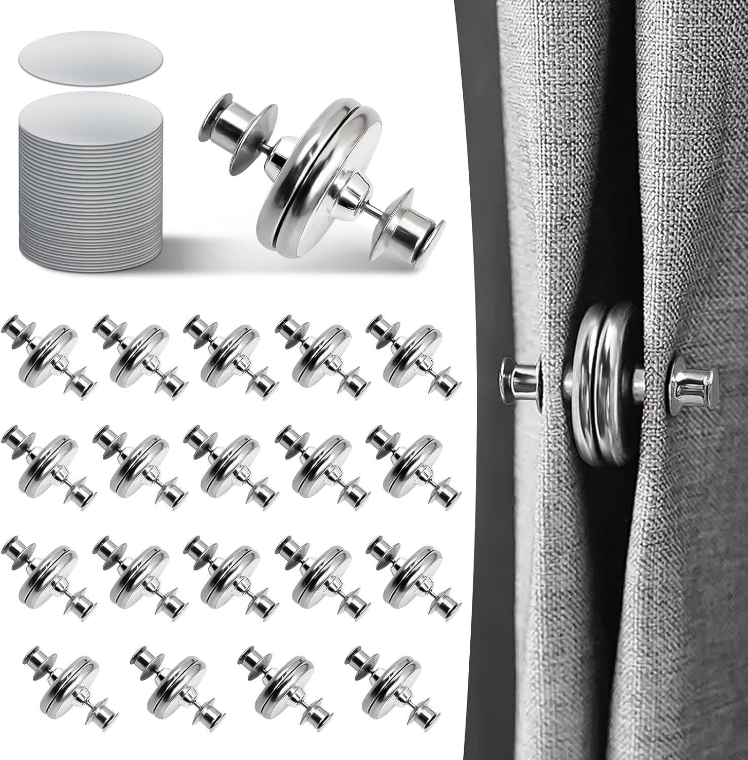 20 Pairs Curtain Magnets Magnetic Curtain Clips Buttons
