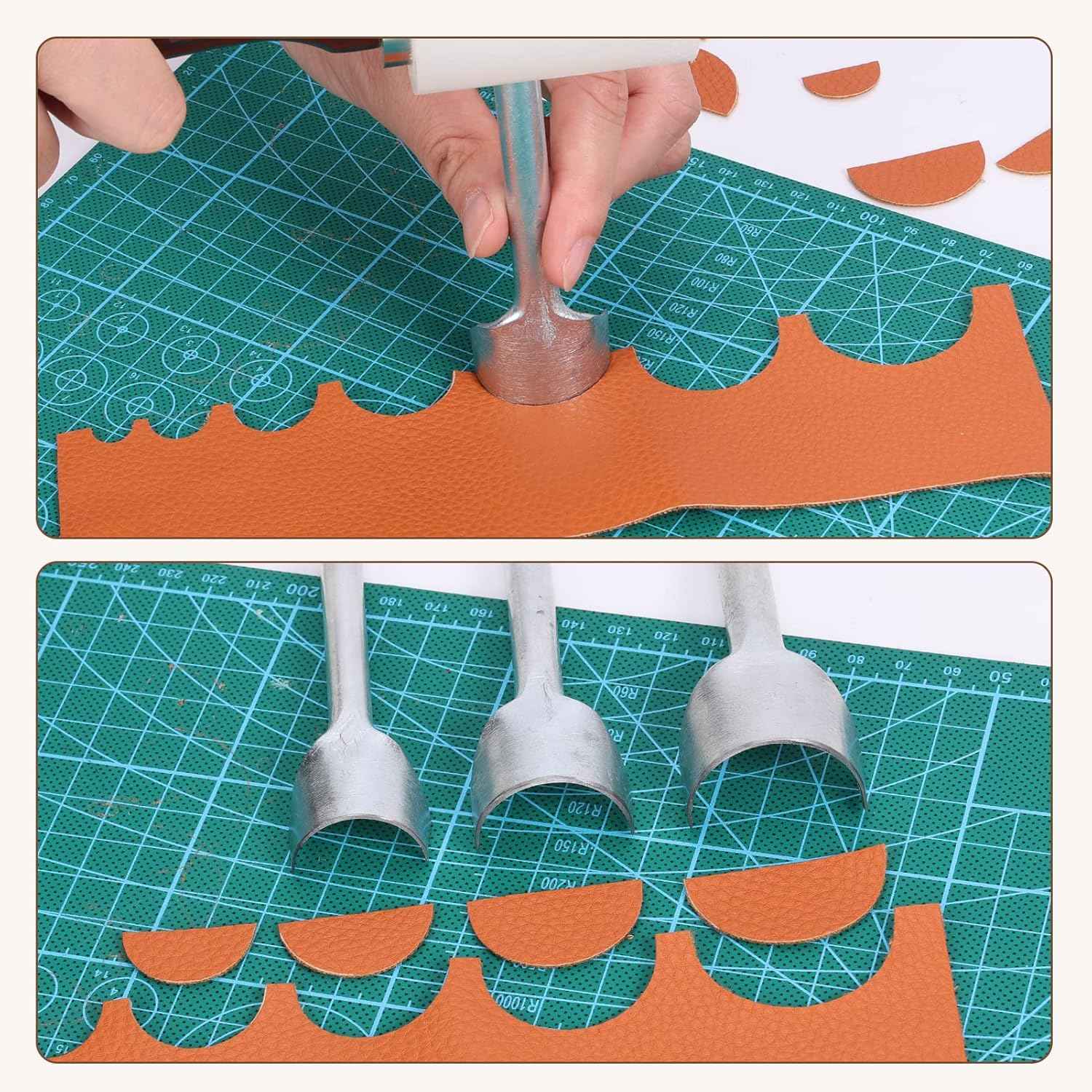 7pcs 1/2 Round Leather Edge Cutter Punch 10-40mm