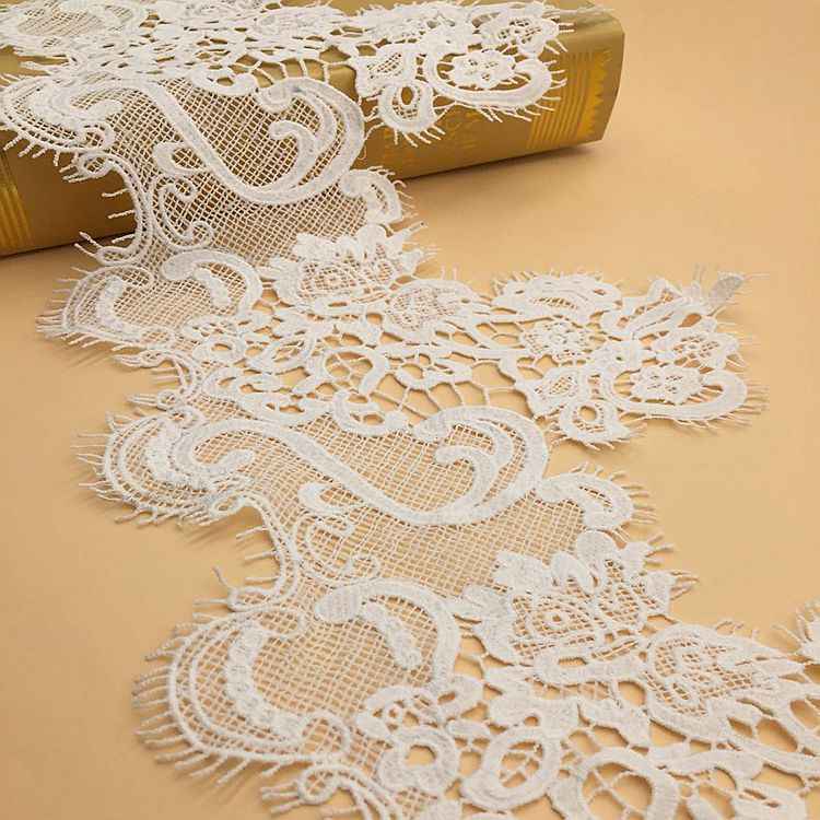 23cm Black White Water-Soluble Lace Polyester Trim 5 Yards