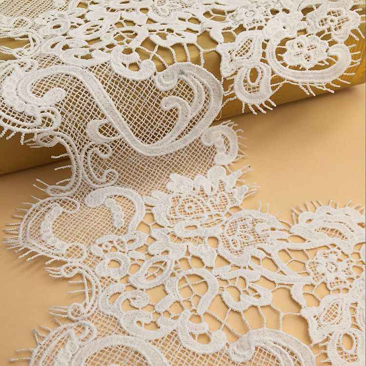 23cm Black White Water-Soluble Lace Polyester Trim 5 Yards