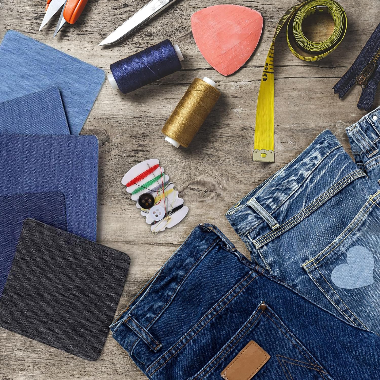 25 stycken denim stryk-på lappar reparationskit för kläder jeans
