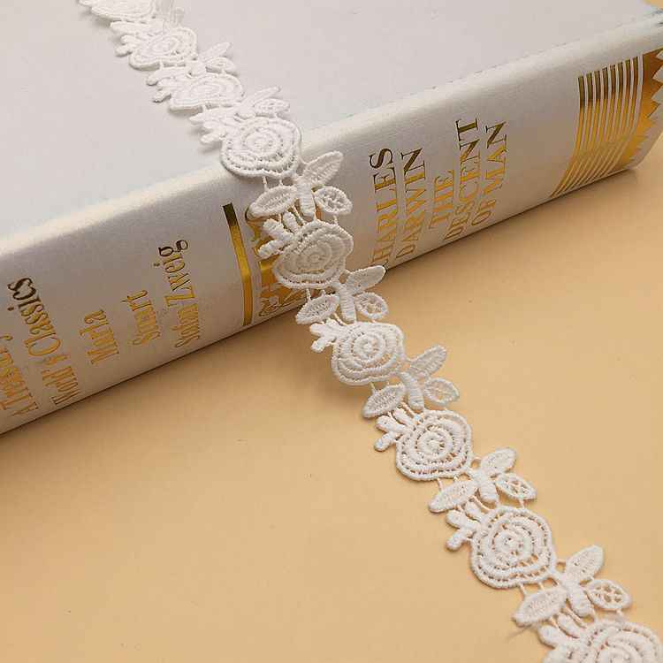 1.5-2.5cm Milk Silk Embroidered Lace Trim for Women’s Fashion 10 Yards