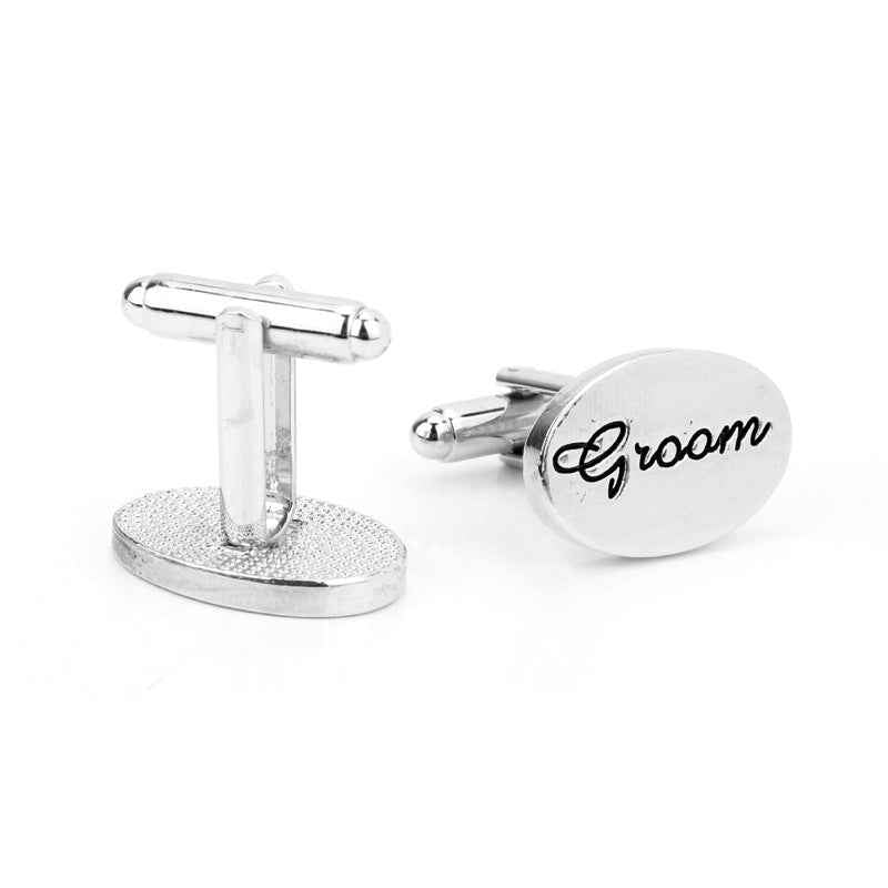 Silver 'Groom' Cufflinks for Wedding French Shirt Studs 2pcs - Lots of Buttons