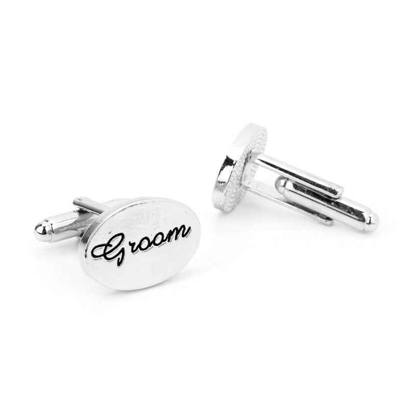 Silver 'Groom' Cufflinks for Wedding French Shirt Studs 2pcs - Lots of Buttons