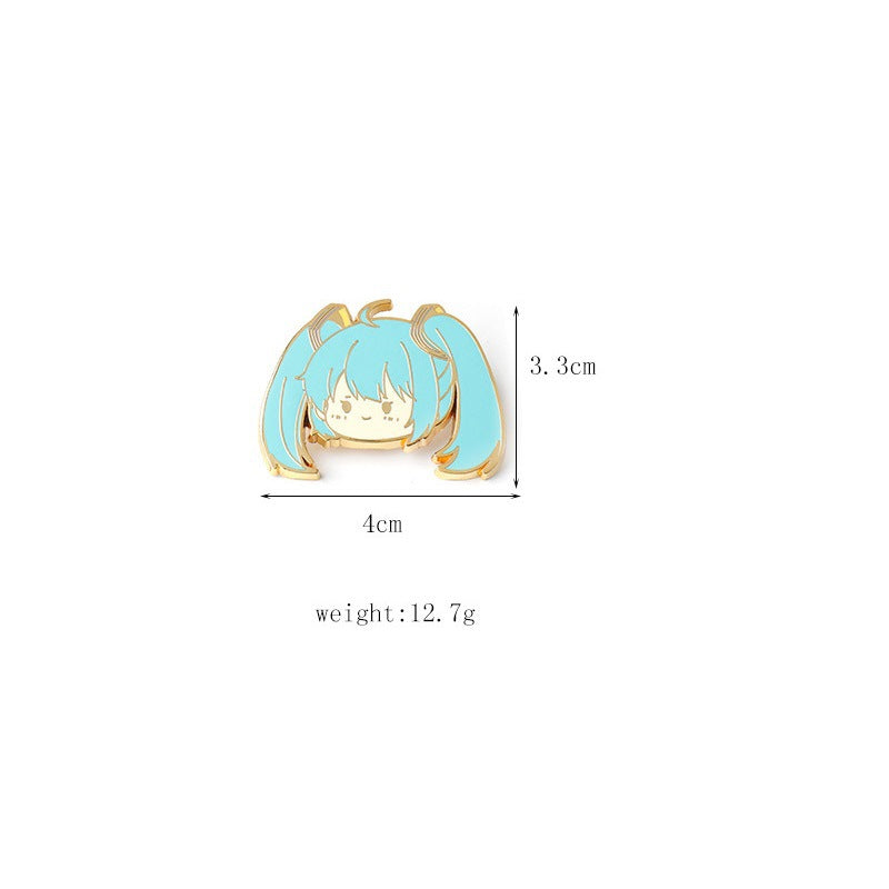 Insignia de metal en versión Q linda de Hatsune Miku 2PCS