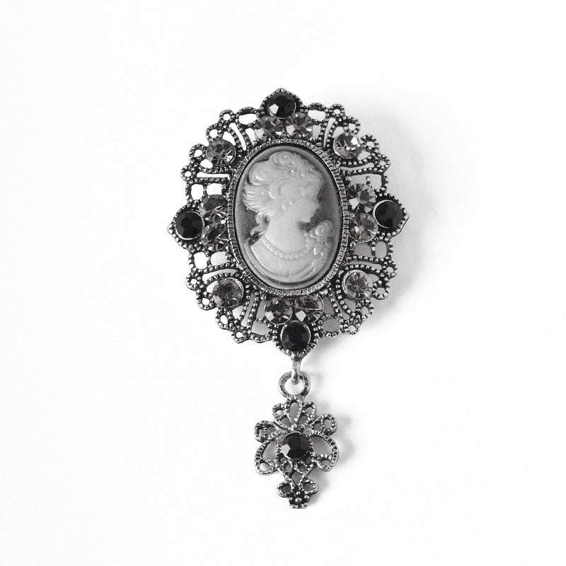 Broche de metal con relieve Vintage Queen con rhinestones 2 paquetes (Oro y Plata)