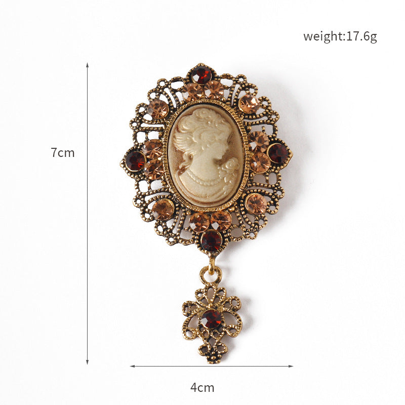 Broche de metal con relieve Vintage Queen con rhinestones 2 paquetes (Oro y Plata)