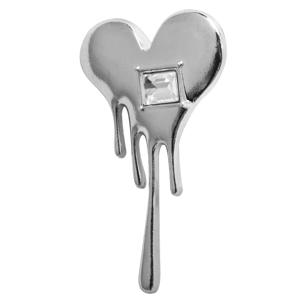 Silver Lava Heart Suit Brooch Pin 3pcs