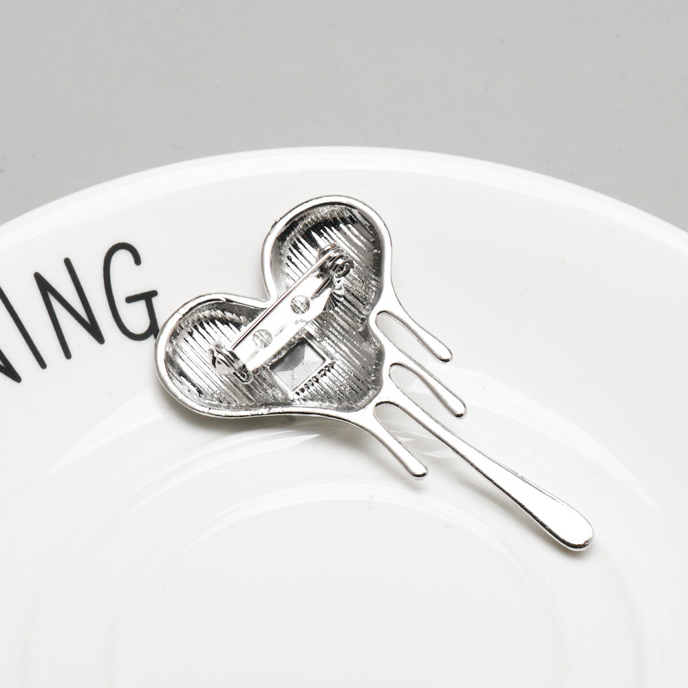 Silver Lava Heart Suit Brooch Pin 3pcs