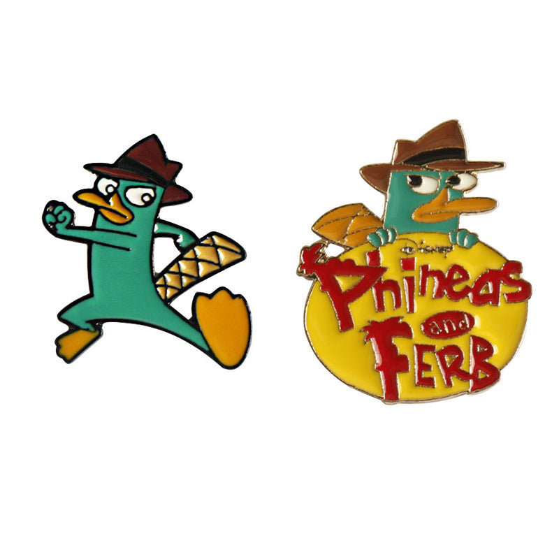 Pin metálico de ornitorrinco de Phineas y Ferb - Paquete de 2
