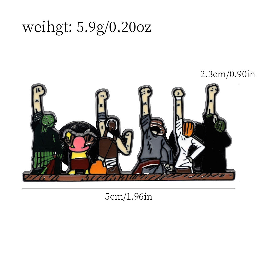 Pin de metal de One Piece Thousand Sunny, paquete de 5
