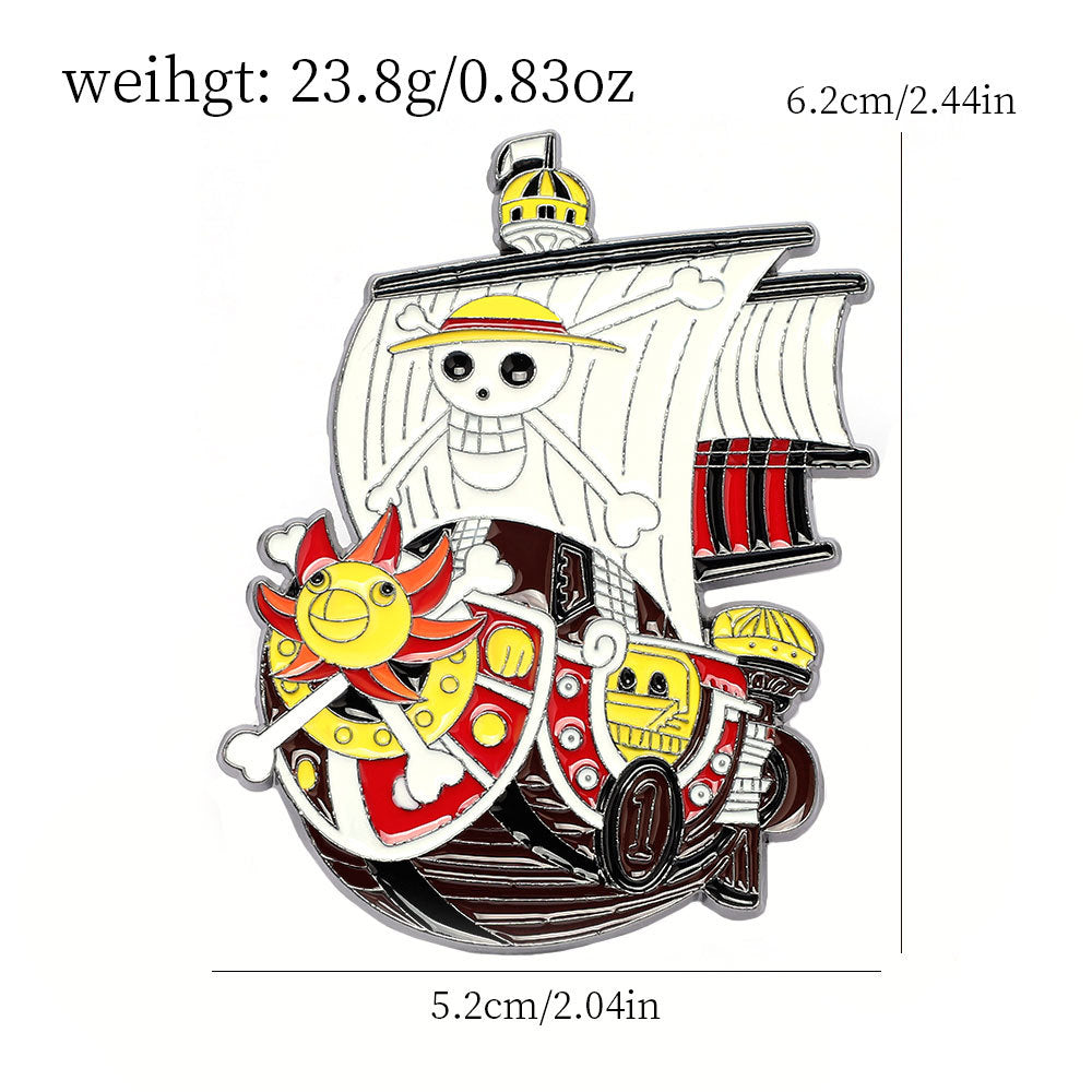 Pin de metal de One Piece Thousand Sunny, paquete de 5