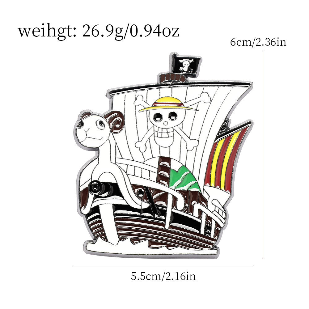 Pin de metal de One Piece Thousand Sunny, paquete de 5