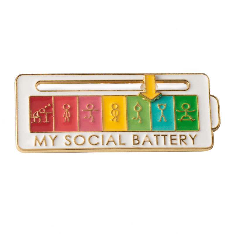 MEINE SOZIALE BATTERIE Stimmungsschieber-Anstecknadeln Interaktive Emotionsmanagement-Abzeichen