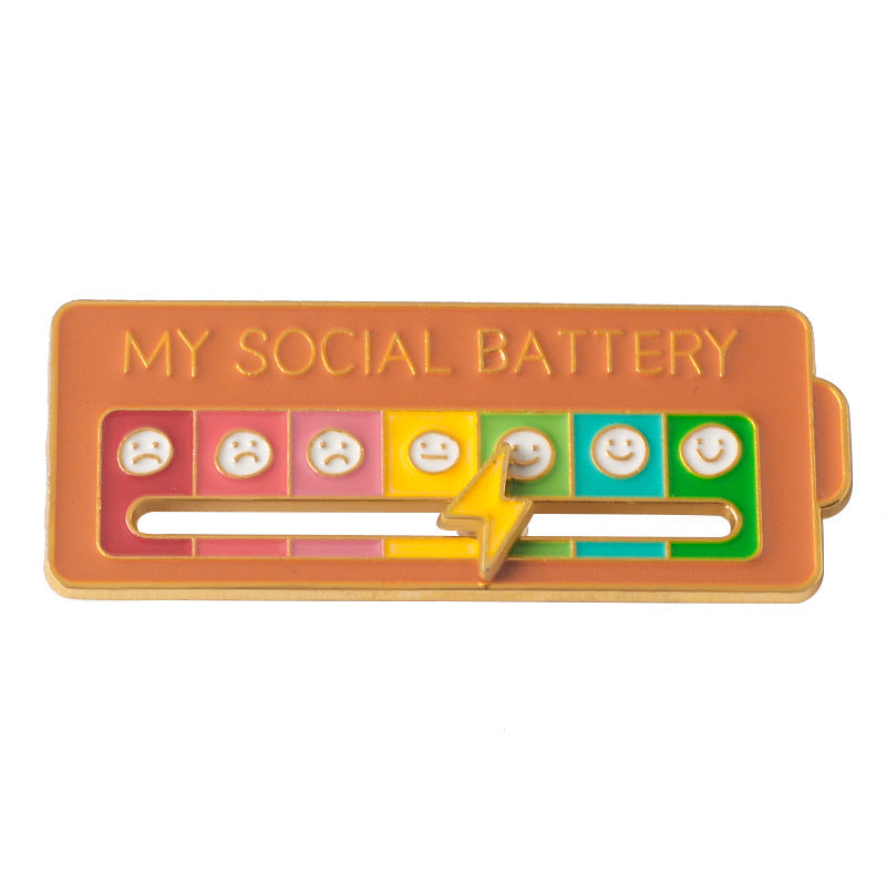 MEINE SOZIALE BATTERIE Stimmungsschieber-Anstecknadeln Interaktive Emotionsmanagement-Abzeichen