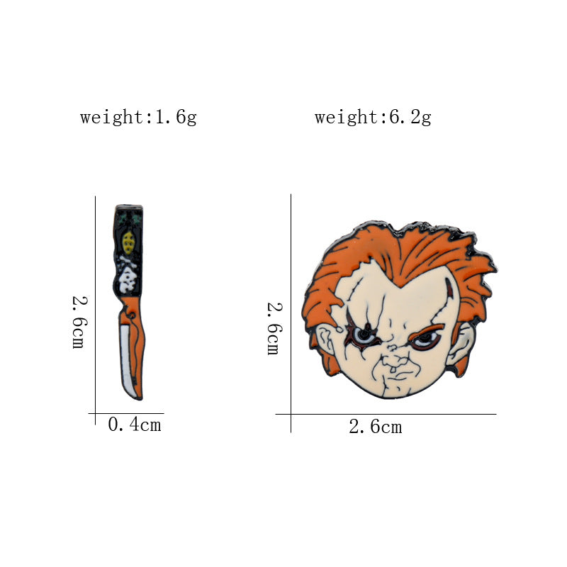 Chucky Cuchillo Esmalte Broche de Metal 2 Paquete