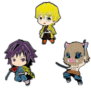 Demon Slayer Yori Zenitsu Inosuke Pines de Metal 3 Pack