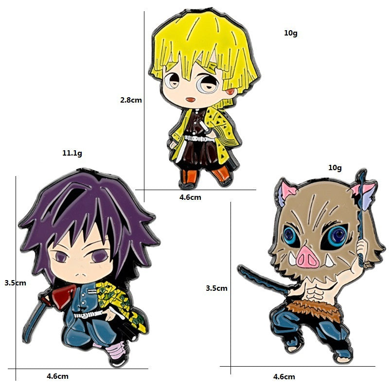 Demon Slayer Yori Zenitsu Inosuke Pines de Metal 3 Pack
