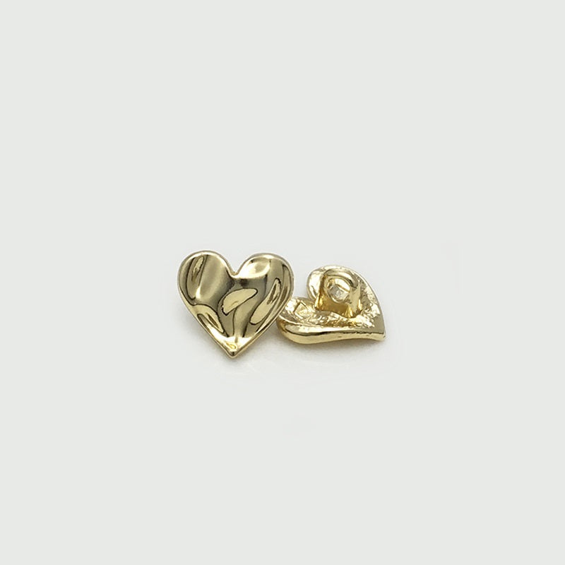 Concave-Convex Heart Metal Buttons with Loop for Casual Jackets 20pcs