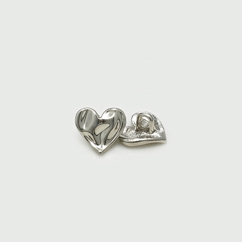 Concave-Convex Heart Metal Buttons with Loop for Casual Jackets 20pcs