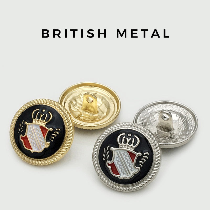 15-25mm Brit Stílusú Korona Kerek Fém Gombok Kézi 20db