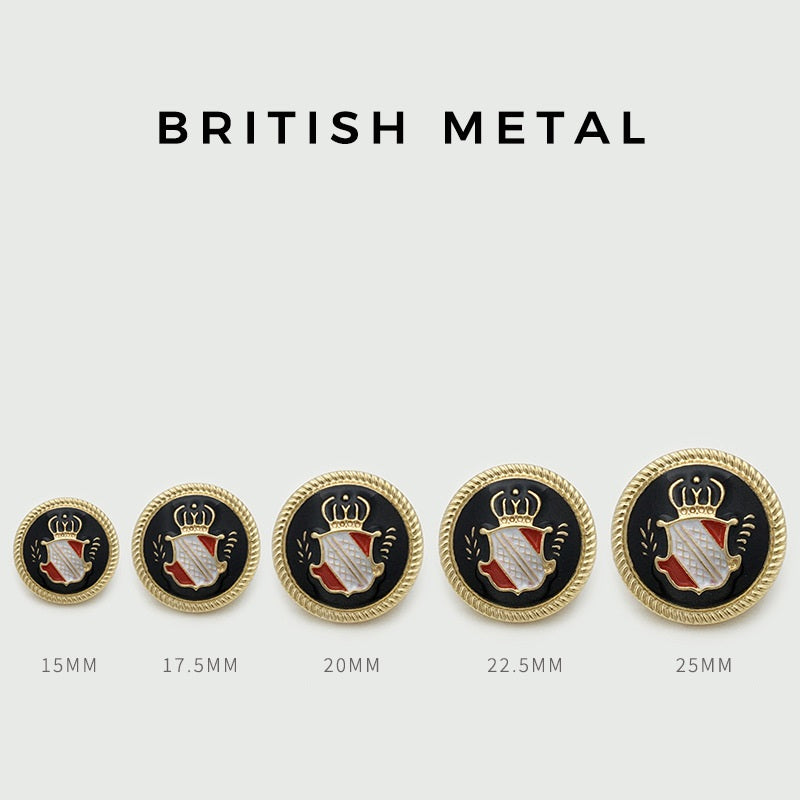 15-25mm Brit Stílusú Korona Kerek Fém Gombok Kézi 20db
