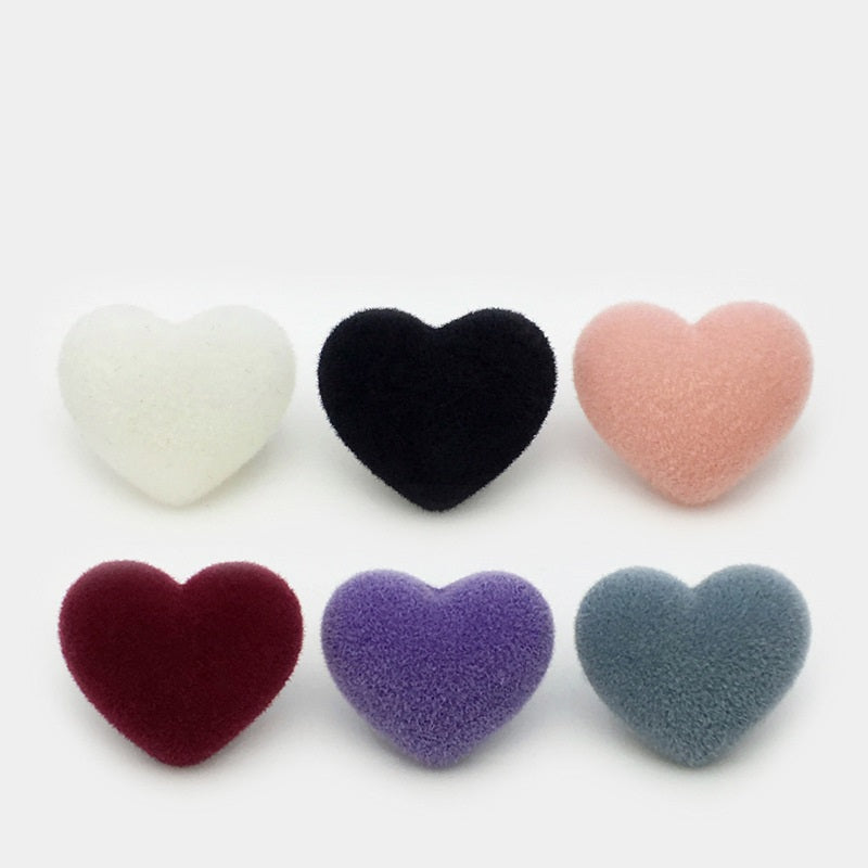 15/20mm Velvet Resin Heart Buttons with Metal Shank for Coats Sweaters 20pcs