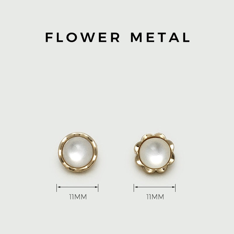 11mm Golden Floral Metal Cat-Eye Pearl Buttons for Shirts 20pcs