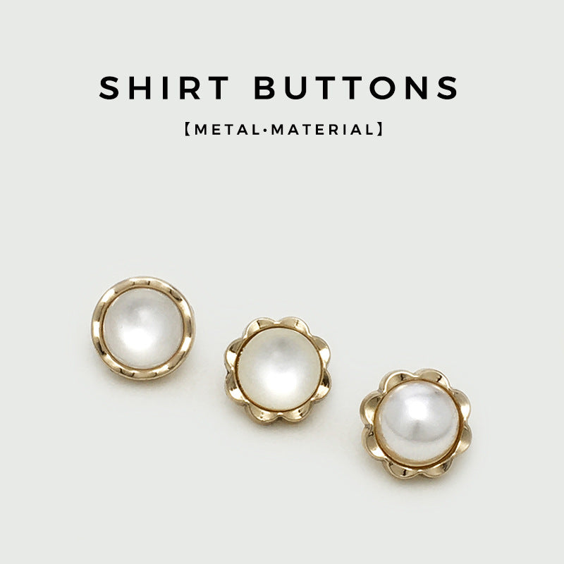 11mm Golden Floral Metal Cat-Eye Pearl Buttons for Shirts 20pcs