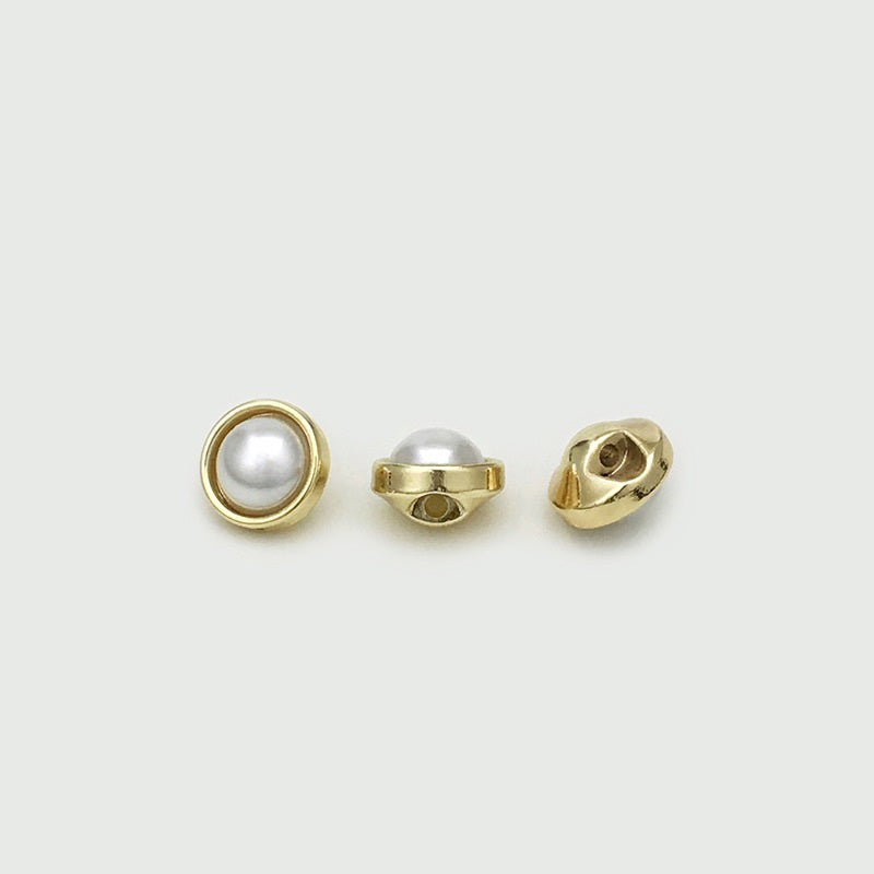 8mm Gold Silver Concealed Hole Metal Buttons with Pearl for Shirts 20pcs