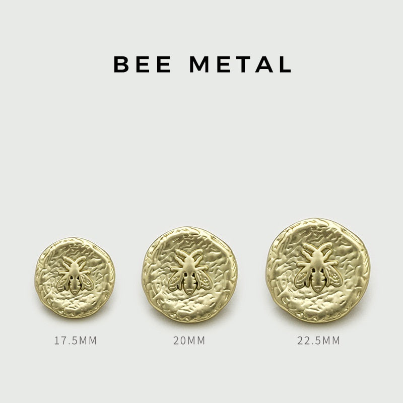 17.5/20/22.5mm Tea Gold Irregular Concave Round Metal Bee Gombok 20db