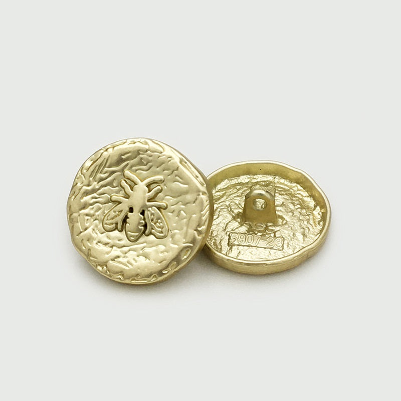 17.5/20/22.5mm Tea Gold Irregular Concave Round Metal Bee Gombok 20db