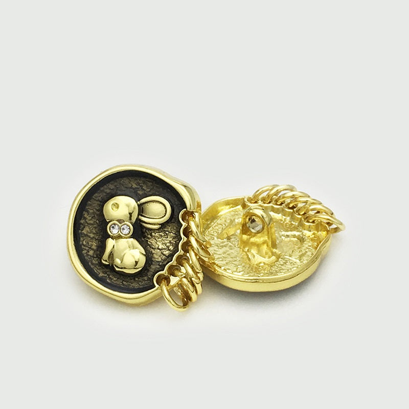 Botones de diamante de conejo dorado plateado de 17.5/22.5mm con anillo de 10 piezas