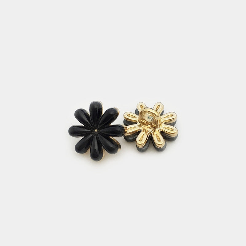 Botones de metal vintage en blanco y negro con forma de margarita de 11.5mm, 20 piezas