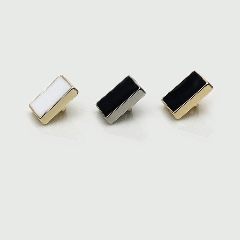 9x13mm Fekete Fehér Fém Téglalap Alakú Ing Gombok 30db